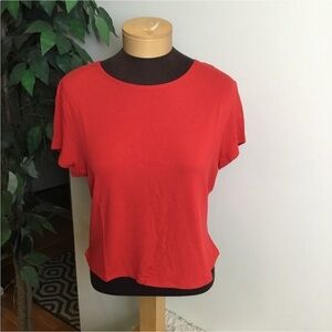 POPSUGAR Red Ribbed Crewneck Short Sleeve Crop Top XL NWT